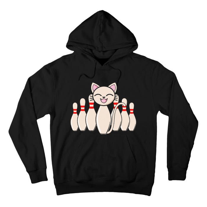 Funny Cat Lover Tee Bowling Pin Cat Bowler Bowling Player Tall Hoodie