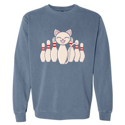 Funny Cat Lover Tee Bowling Pin Cat Bowler Bowling Player Garment-Dyed Sweatshirt