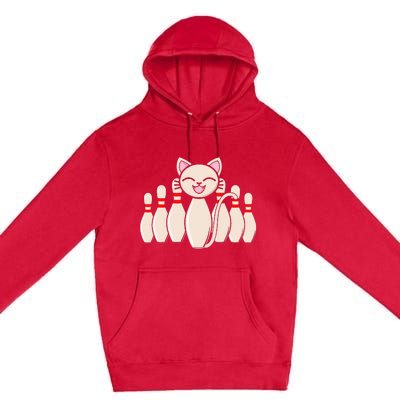 Funny Cat Lover Tee Bowling Pin Cat Bowler Bowling Player Premium Pullover Hoodie