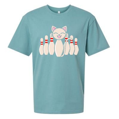 Funny Cat Lover Tee Bowling Pin Cat Bowler Bowling Player Sueded Cloud Jersey T-Shirt