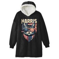 Funny Cat Lady Graphic Kamala Harris For President 2024 Hooded Wearable Blanket