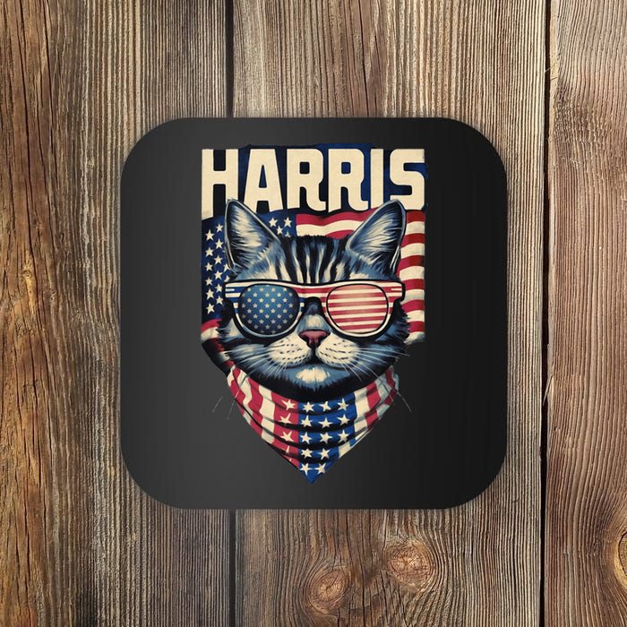 Funny Cat Lady Graphic Kamala Harris For President 2024 Coaster