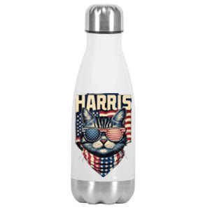 Funny Cat Lady Graphic Kamala Harris For President 2024 Stainless Steel Insulated Water Bottle