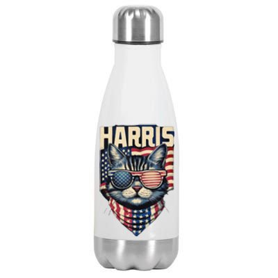 Funny Cat Lady Graphic Kamala Harris For President 2024 Stainless Steel Insulated Water Bottle