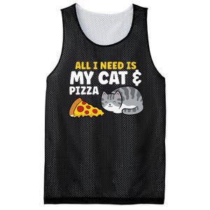 Funny Cat Lover All I Need Is My Cat And Pizza Mesh Reversible Basketball Jersey Tank