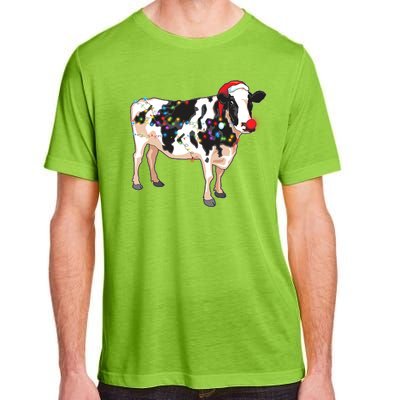 Funny Christmas Lights Cow Adult ChromaSoft Performance T-Shirt