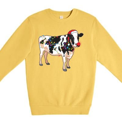 Funny Christmas Lights Cow Premium Crewneck Sweatshirt