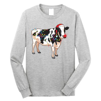 Funny Christmas Lights Cow Long Sleeve Shirt