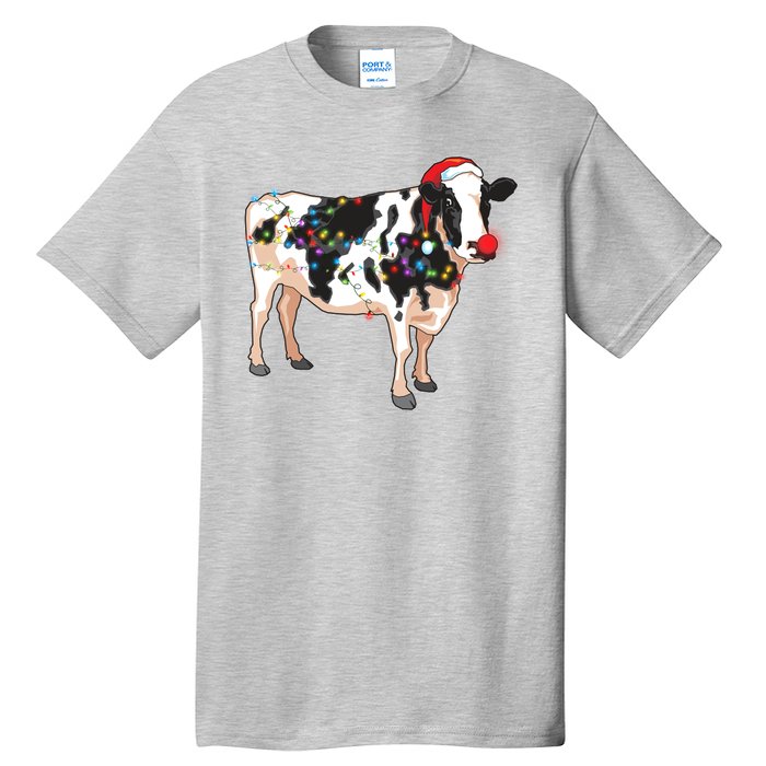 Funny Christmas Lights Cow Tall T-Shirt