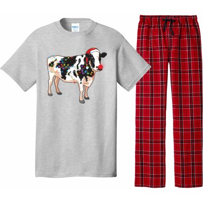 Funny Christmas Lights Cow Pajama Set