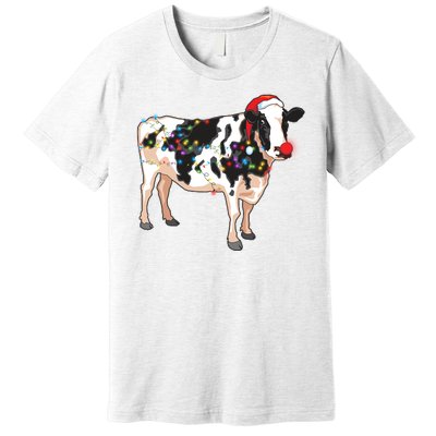 Funny Christmas Lights Cow Premium T-Shirt