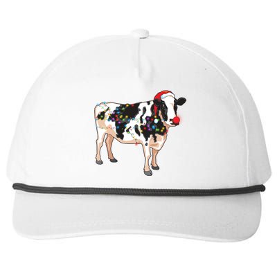 Funny Christmas Lights Cow Snapback Five-Panel Rope Hat