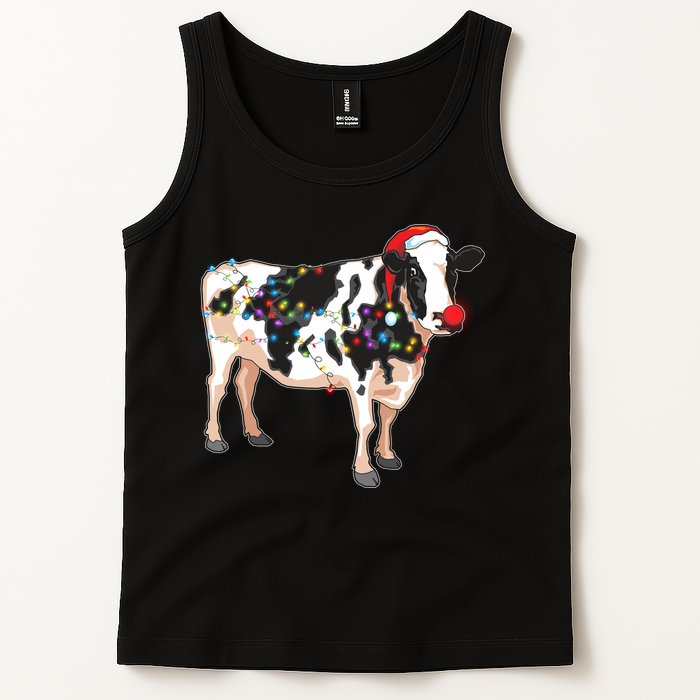 Funny Christmas Lights Cow Tank Top