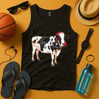 Funny Christmas Lights Cow Tank Top