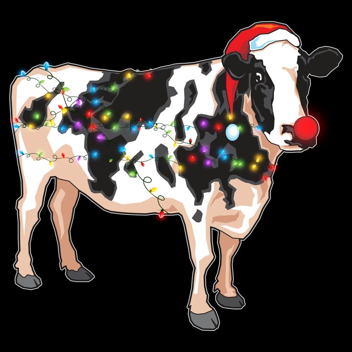 Funny Christmas Lights Cow Tank Top