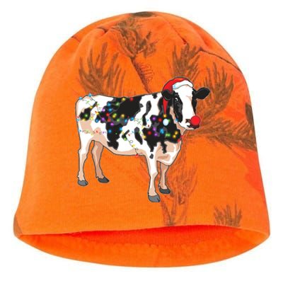 Funny Christmas Lights Cow Kati - Camo Knit Beanie