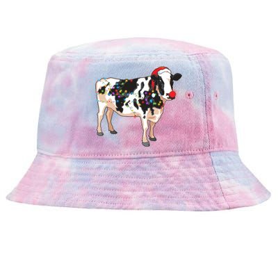 Funny Christmas Lights Cow Tie-Dyed Bucket Hat