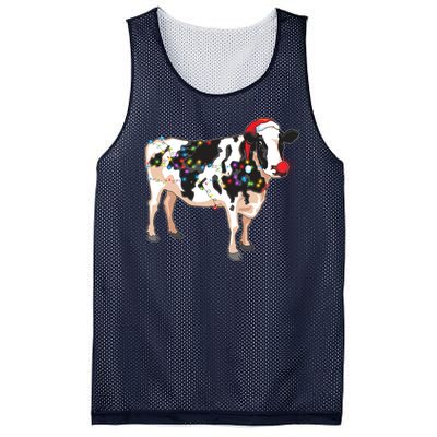 Funny Christmas Lights Cow Mesh Reversible Basketball Jersey Tank