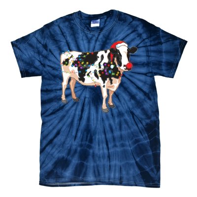 Funny Christmas Lights Cow Tie-Dye T-Shirt