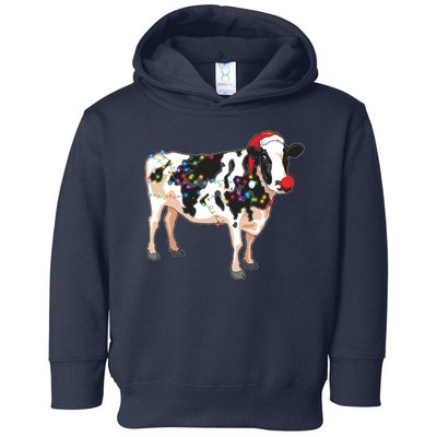 Funny Christmas Lights Cow Toddler Hoodie