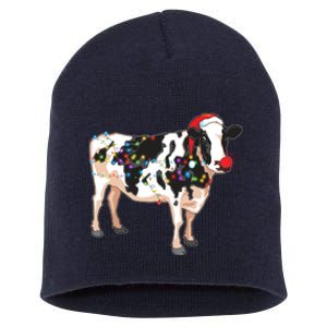 Funny Christmas Lights Cow Short Acrylic Beanie