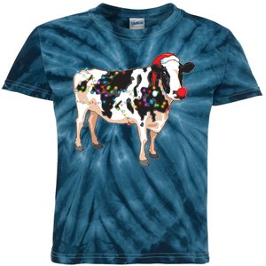 Funny Christmas Lights Cow Kids Tie-Dye T-Shirt