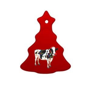 Funny Christmas Lights Cow Ceramic Tree Ornament