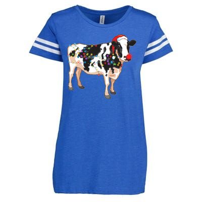 Funny Christmas Lights Cow Enza Ladies Jersey Football T-Shirt