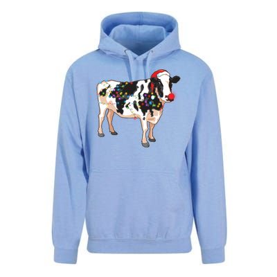 Funny Christmas Lights Cow Unisex Surf Hoodie