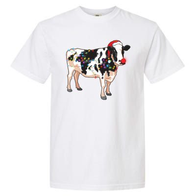 Funny Christmas Lights Cow Garment-Dyed Heavyweight T-Shirt