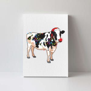 Funny Christmas Lights Cow Canvas