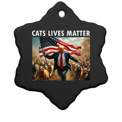 Funny Cat Lives Matter Pres Election 2024 Cats Dogs Pets Gift Ceramic Star Ornament