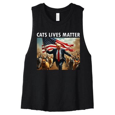 Funny Cat Lives Matter Pres Election 2024 Cats Dogs Pets Gift Women's Racerback Cropped Tank