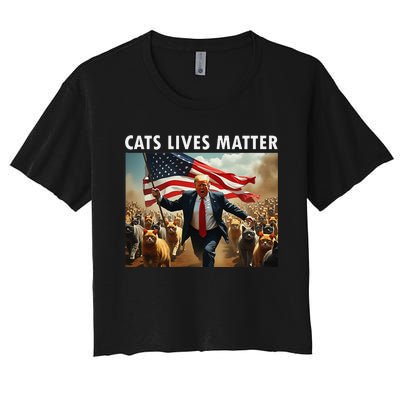 Funny Cat Lives Matter Pres Election 2024 Cats Dogs Pets Gift Women's Crop Top Tee