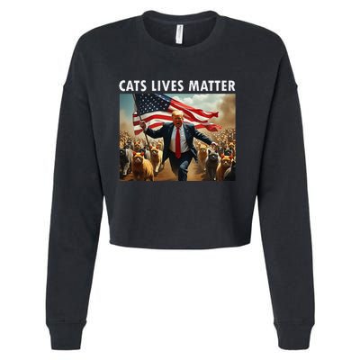 Funny Cat Lives Matter Pres Election 2024 Cats Dogs Pets Gift Cropped Pullover Crew