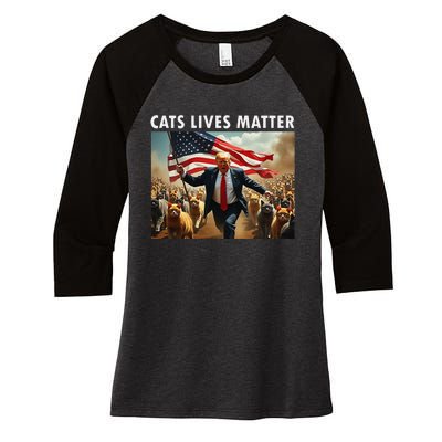 Funny Cat Lives Matter Pres Election 2024 Cats Dogs Pets Gift Women's Tri-Blend 3/4-Sleeve Raglan Shirt