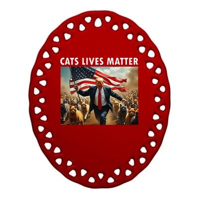 Funny Cat Lives Matter Pres Election 2024 Cats Dogs Pets Gift Ceramic Oval Ornament