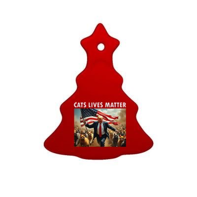 Funny Cat Lives Matter Pres Election 2024 Cats Dogs Pets Gift Ceramic Tree Ornament