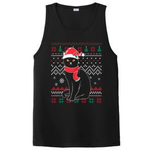 Funny Cat Lovers Cute Cat Santa Hat Ugly Christmas Sweater PosiCharge Competitor Tank