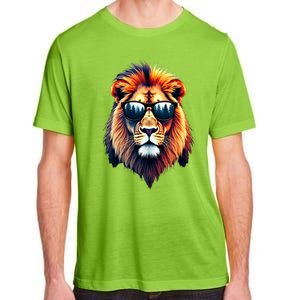 Funny Colorful Lion In Sunglasses Lions Adult ChromaSoft Performance T-Shirt