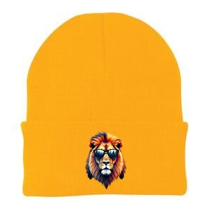 Funny Colorful Lion In Sunglasses Lions Knit Cap Winter Beanie