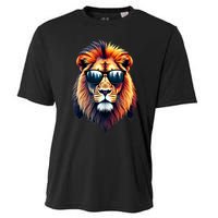 Funny Colorful Lion In Sunglasses Lions Cooling Performance Crew T-Shirt