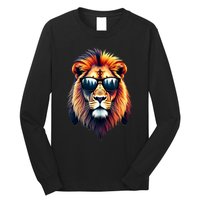 Funny Colorful Lion In Sunglasses Lions Long Sleeve Shirt