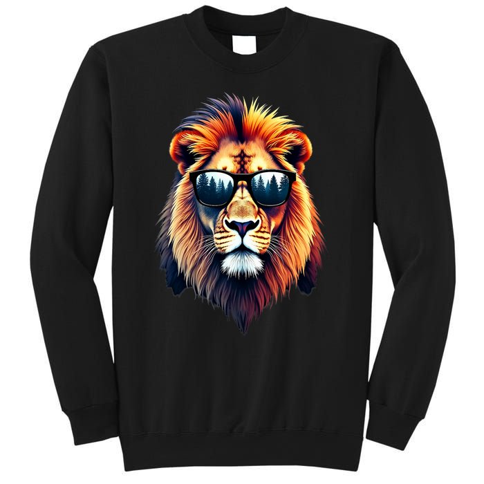 Funny Colorful Lion In Sunglasses Lions Sweatshirt