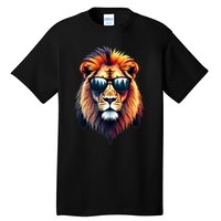 Funny Colorful Lion In Sunglasses Lions Tall T-Shirt