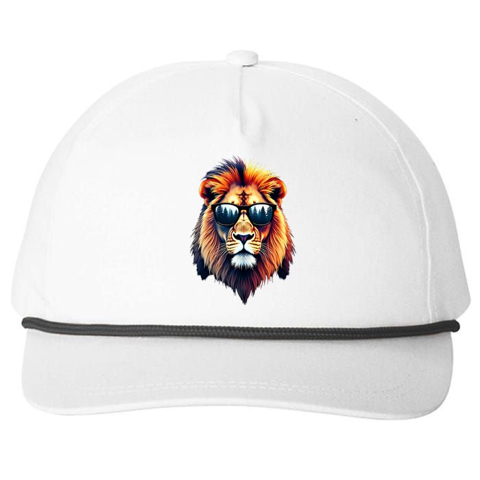 Funny Colorful Lion In Sunglasses Lions Snapback Five-Panel Rope Hat