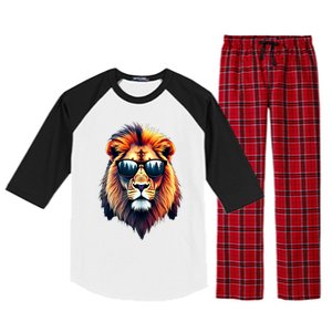 Funny Colorful Lion In Sunglasses Lions Raglan Sleeve Pajama Set