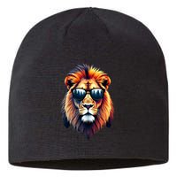 Funny Colorful Lion In Sunglasses Lions Sustainable Beanie