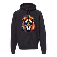 Funny Colorful Lion In Sunglasses Lions Premium Hoodie