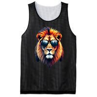 Funny Colorful Lion In Sunglasses Lions Mesh Reversible Basketball Jersey Tank